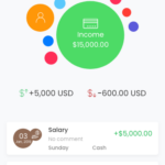 Mobile digital wallet displaying income and transactions